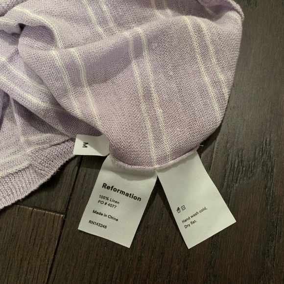Reformation Lilac Linen Polo Shirt - Picture 5 of 7